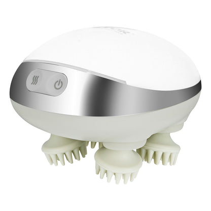 Electric Scalp Massager With Heat, Rechargeable Heated Head Massager, IPX7 Waterproof | Portable Kneading Scalp Scratcher With 8 Removable Massage Head For Hair Growth, Deep Clean, Stress Relax